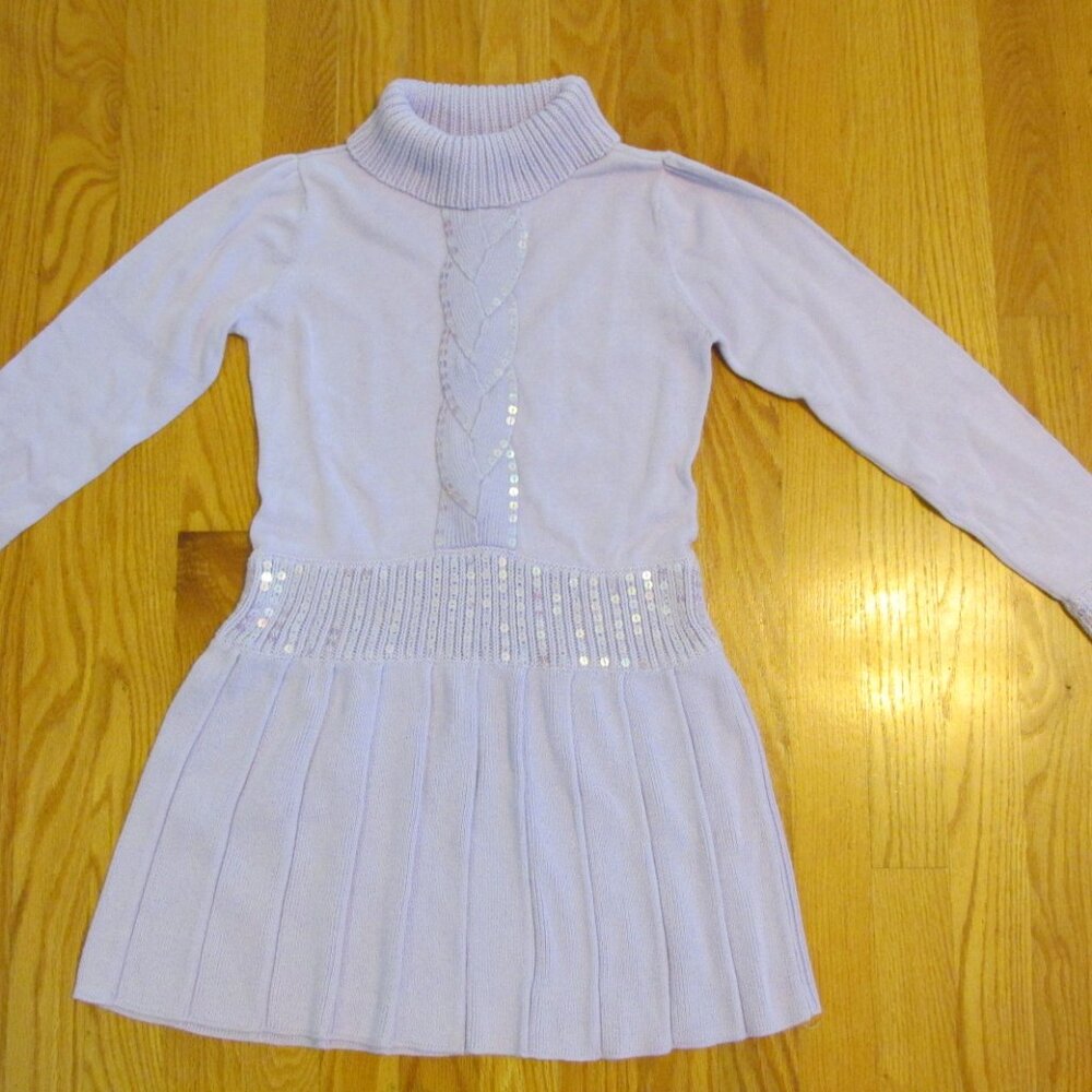 GIRL CONNECTION GIRL''S SIZE 10 / 12 DRESS LAVENDER SWEATER SEQUINS CABLE KNIT